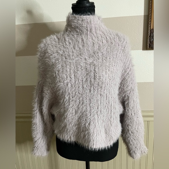Express Fuzzy Chenille lilac Mock Neck Sweater - Picture 3 of 11